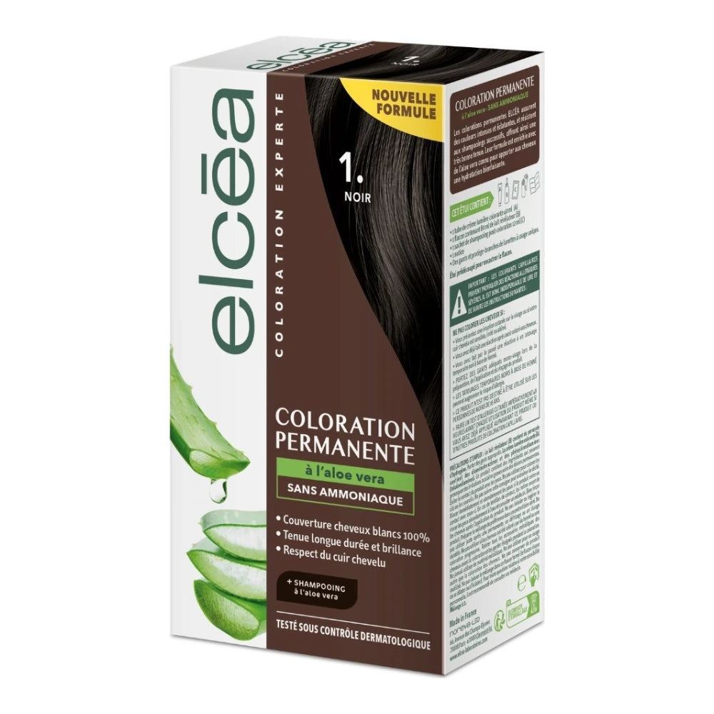 Elcéa coloration permanente à l'aloe vera, teinte 1 Noir