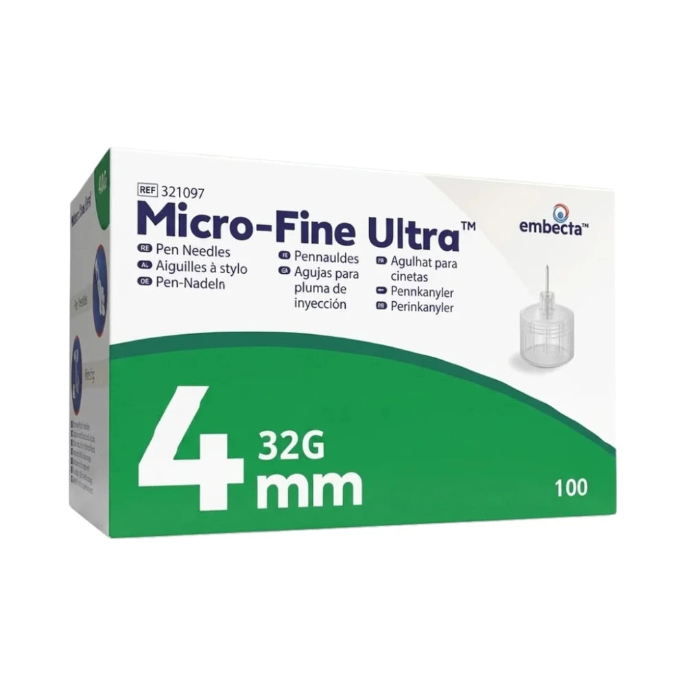 Embecta Micro-Fine Plus aiguilles pour stylo à insuline 32G 4 mm – boîte de 100