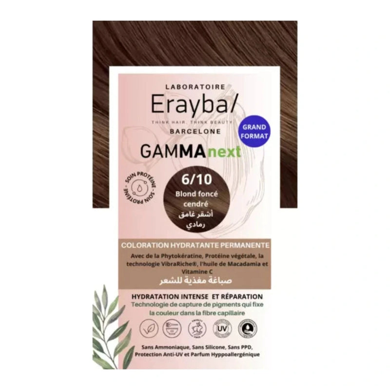 Erayba Gamma next Hair Color 6/10 Rubio Ceniza Oscuro Color de Cabello Hidratante Permanente