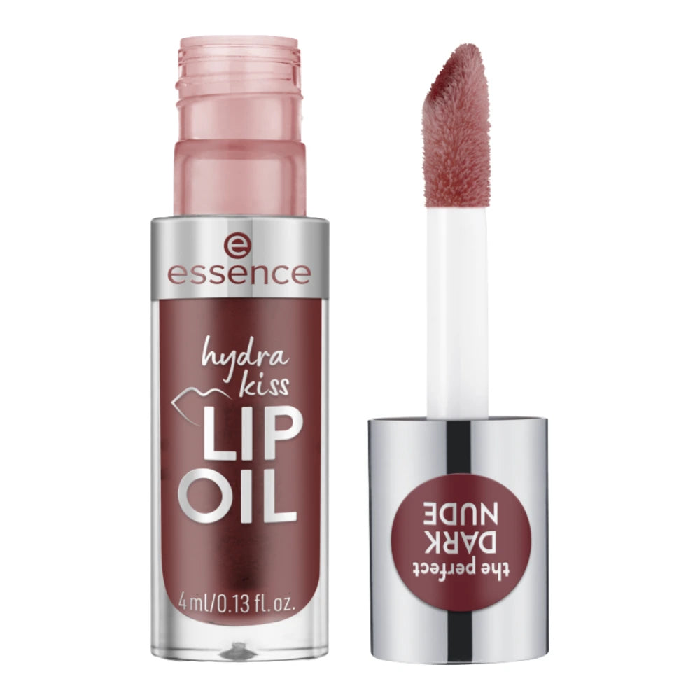 Essence Hydra Kiss huile à lèvres 08 Mocha Glow – flacon ouvert avec applicateur