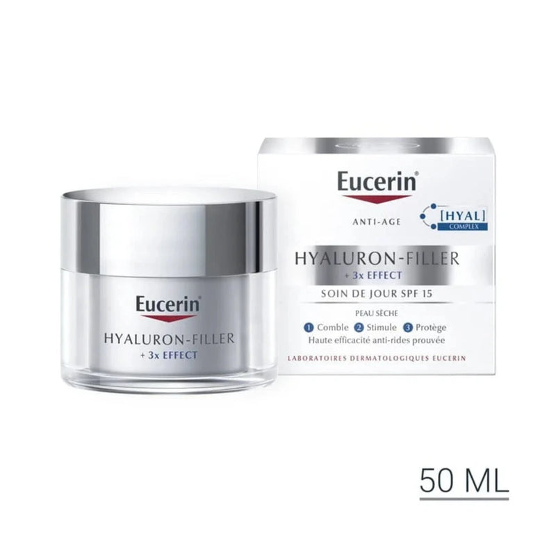 Eucerin Hyaluron-Filler + 3x Effect Soin de Jour Peau Sèche SPF 15 – 50 ml