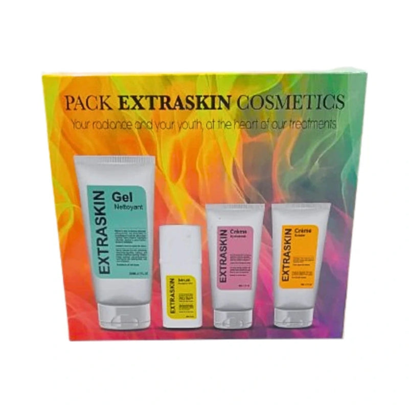 Extraskin Pack Gel Limpiador 200 ml + Sérum 30 ml + Crema hidratante 50 ml + Crema Solar 50 ml
