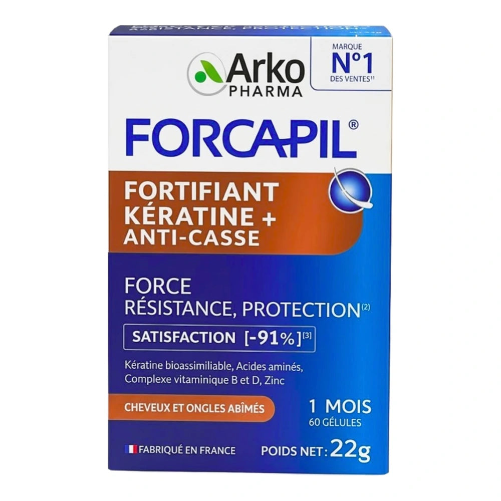 Boîte Forcapil Kératine+ Anti-Casse 60 gélules Arkopharma