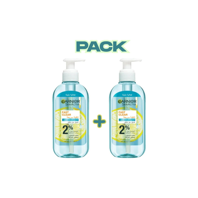 Garnier Fast Clear Gel Nettoyant – Pack 2 x 200 ml