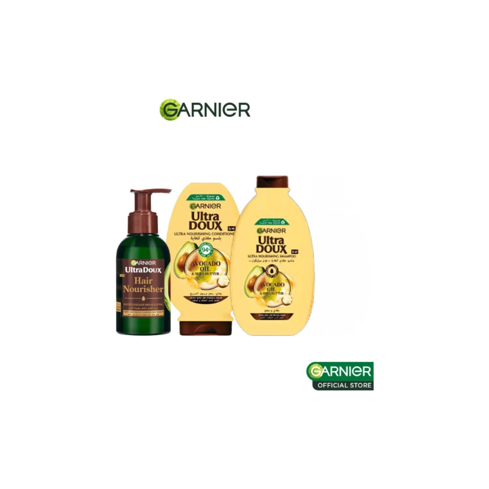 Garnier Ultra Doux Routine Avocat & Karité : Shampooing 200 ml + Après-Shampooing 200 ml + Huile 120 ml