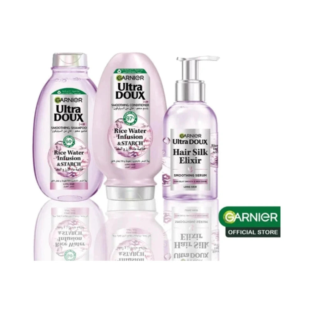 Garnier Ultra Doux Routine Eau de Riz – Shampooing + Sérum + Après-Shampooing