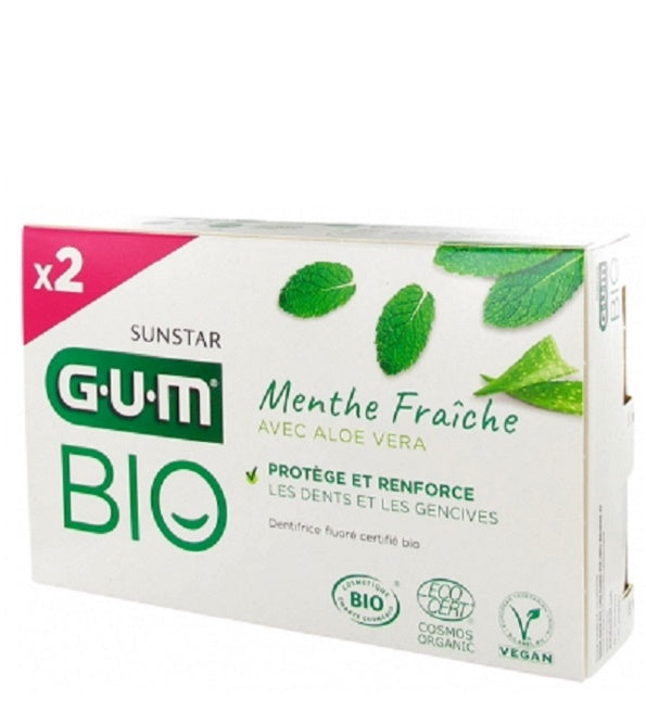GUM Organic Fresh Mint Aloe Vera Toothpaste Pack of 2 x 75 ml