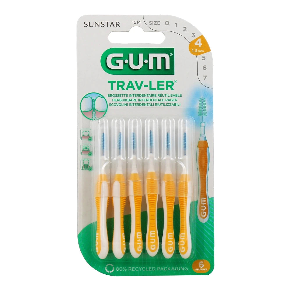 Brossettes interdentaires GUM Trav-Ler 1,3 mm (ISO 4, jaune) réf. 1514