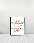 Un Tableau décoratif Fleurs- Alhamdulillah - Noir