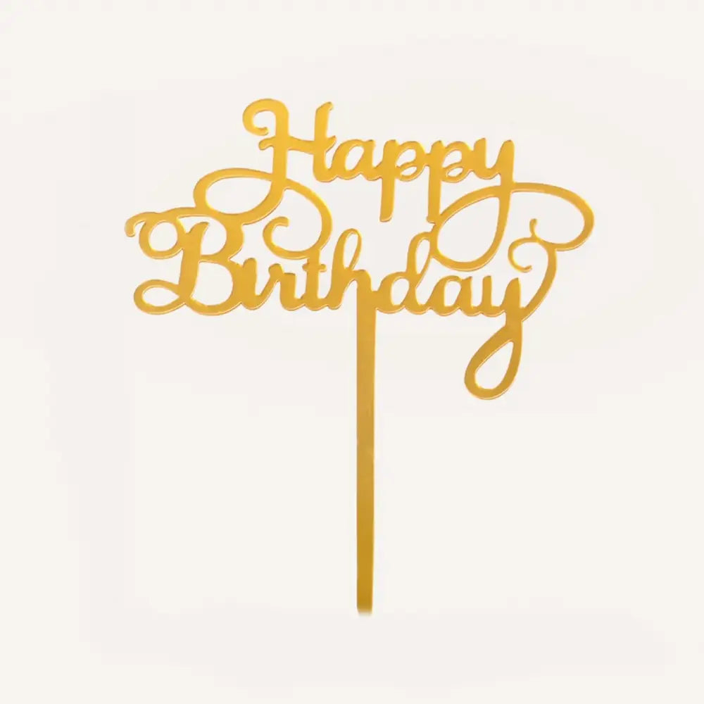 Cake Topper Happy Birthday - Gold