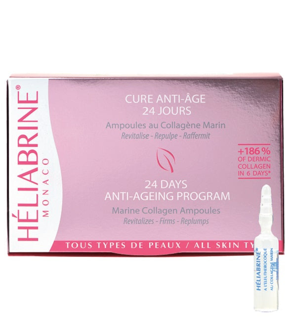 Héliabrine Ampoules au Collagène Marin 24 x 1 ml – boîte et ampoules