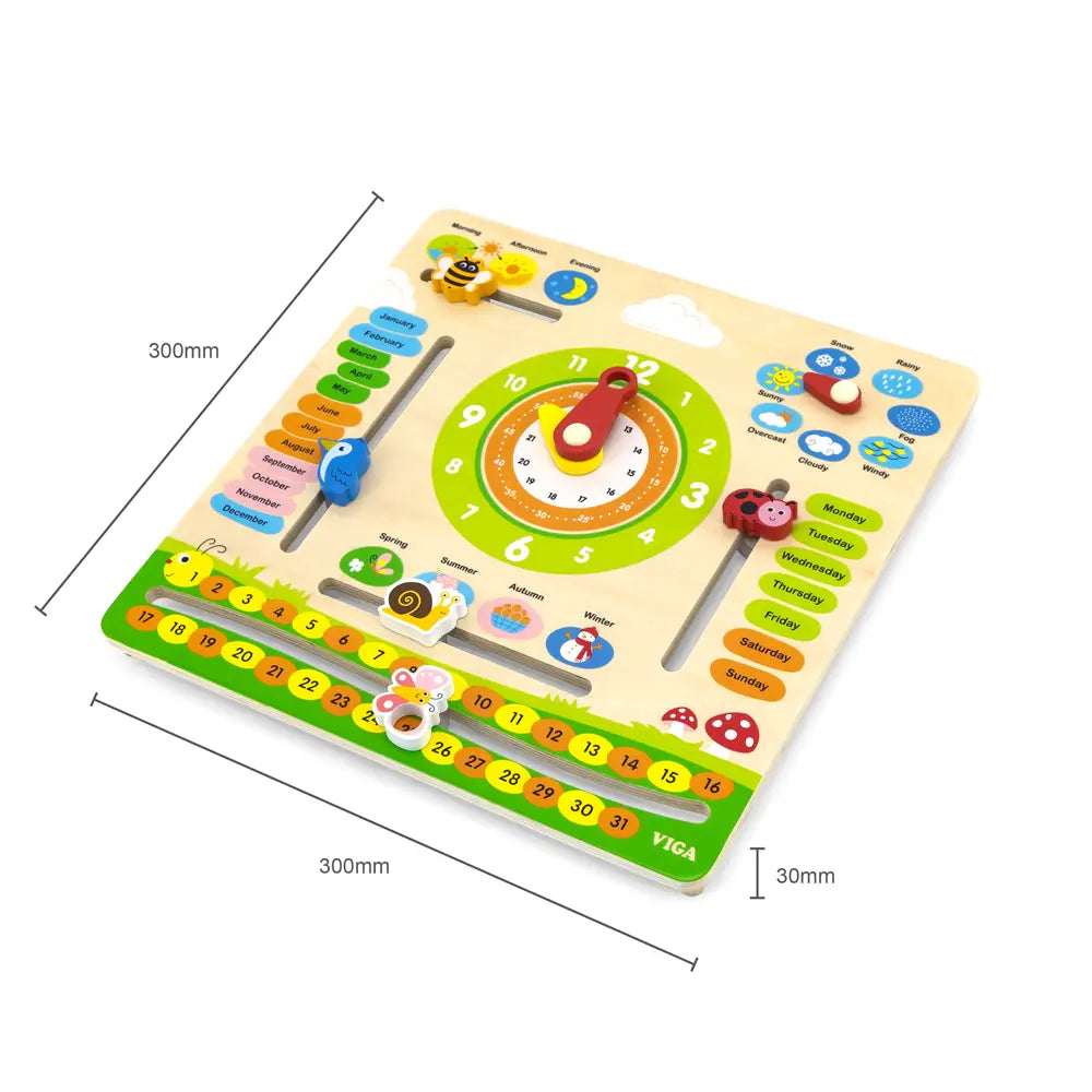 Viga Toys Calendrier Horloge en Bois 3A+