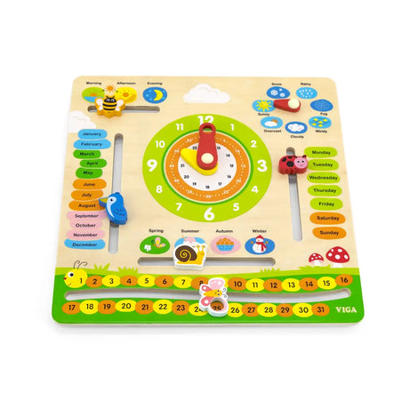 Viga Toys Calendrier Horloge en Bois 3A+