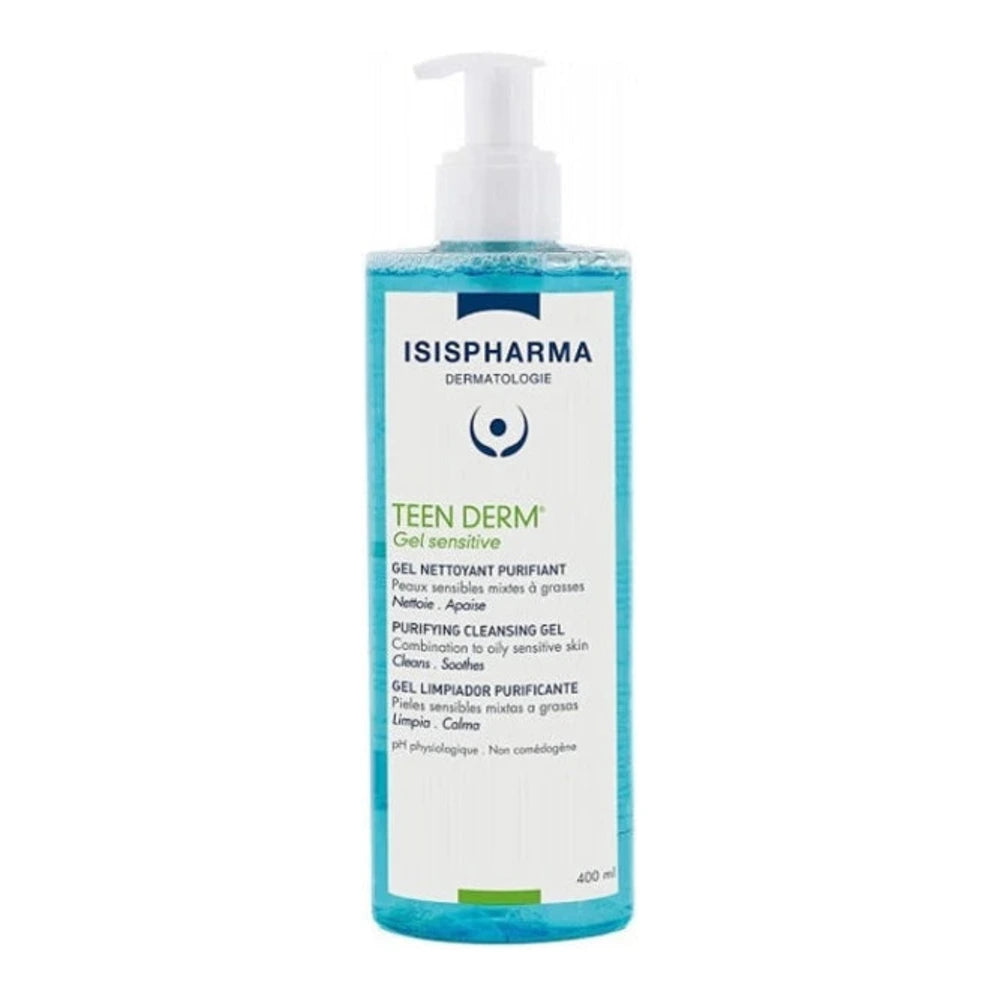 Isispharma Teen Derm Gel Nettoyant Purifiant Sensitive 400 ml – flacon du produit