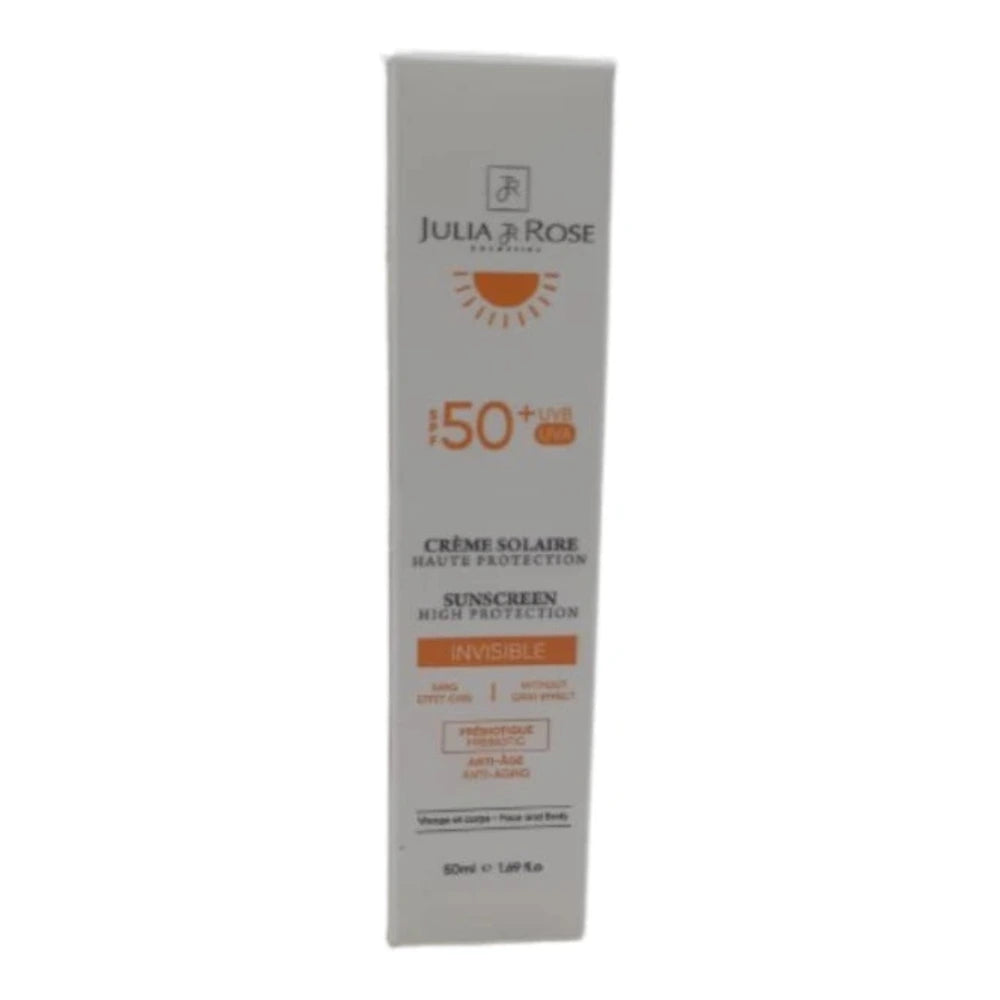Tube Julia & Rose Crème Solaire Invisible aux Prébiotiques SPF50+ 50 ml