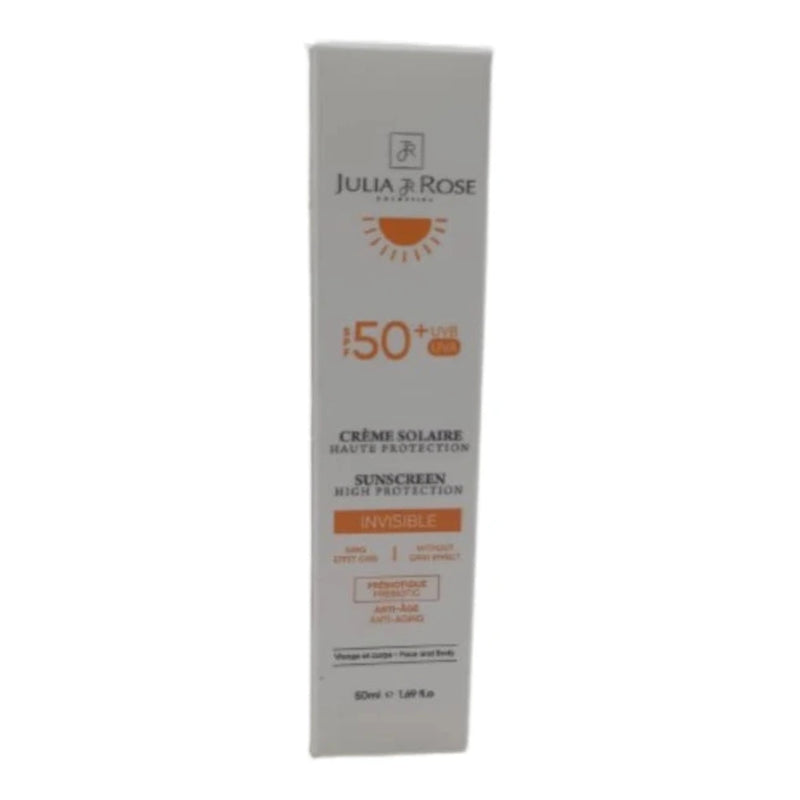 واقي الشمس الشفاف Julia & Rose بالبريبيوتيك SPF50+ – 50 مل