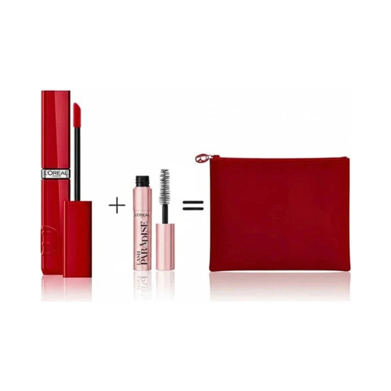 L'oreal Laque Resistance 420 Rouge+Mini Lash Paradise +Trouse Rouge Pack