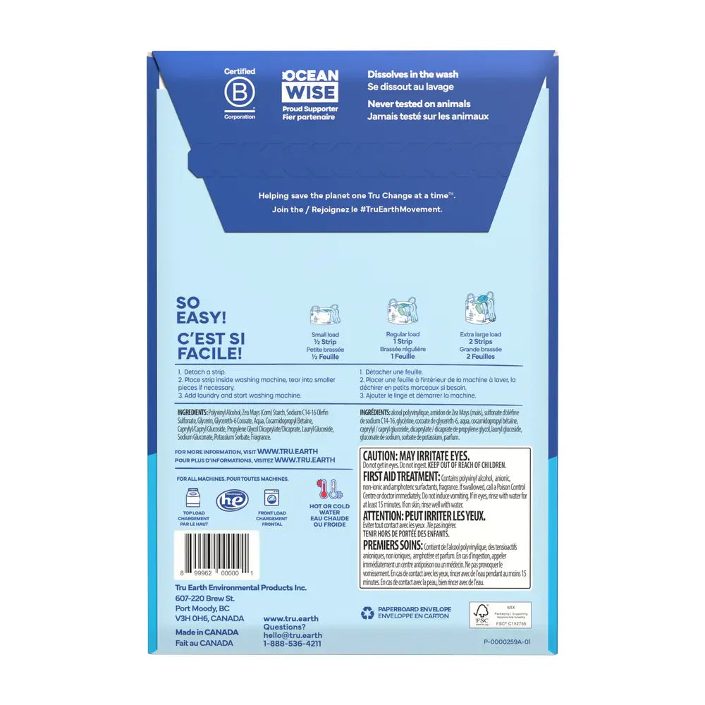 Tru Earth Feuilles de Lessive Ultra-concentrées - Linge Frais