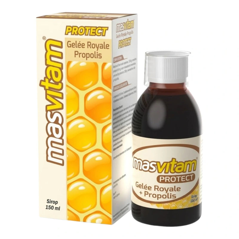 Masvitam Multivit Protect شراب غذاء ملكات النحل والعكبر 150 مل