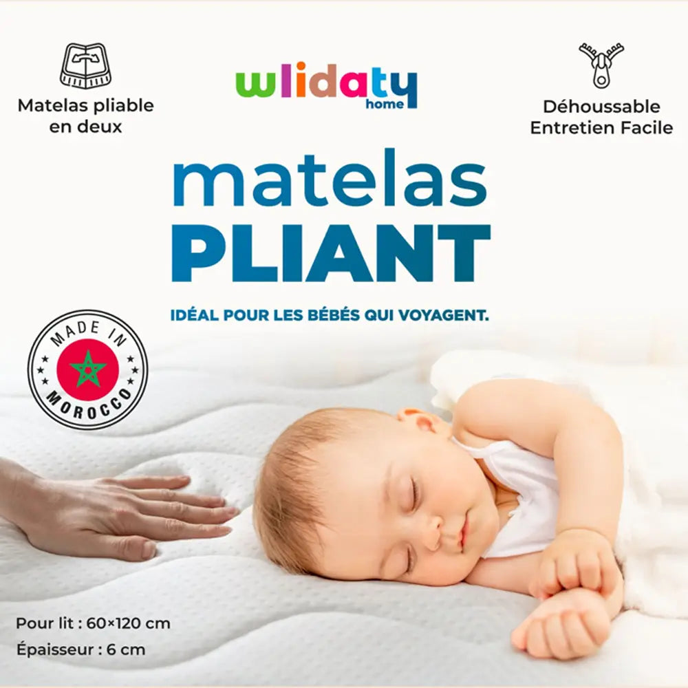 Wlidaty Home Matelas Pliant Tendresse 60x120 cm