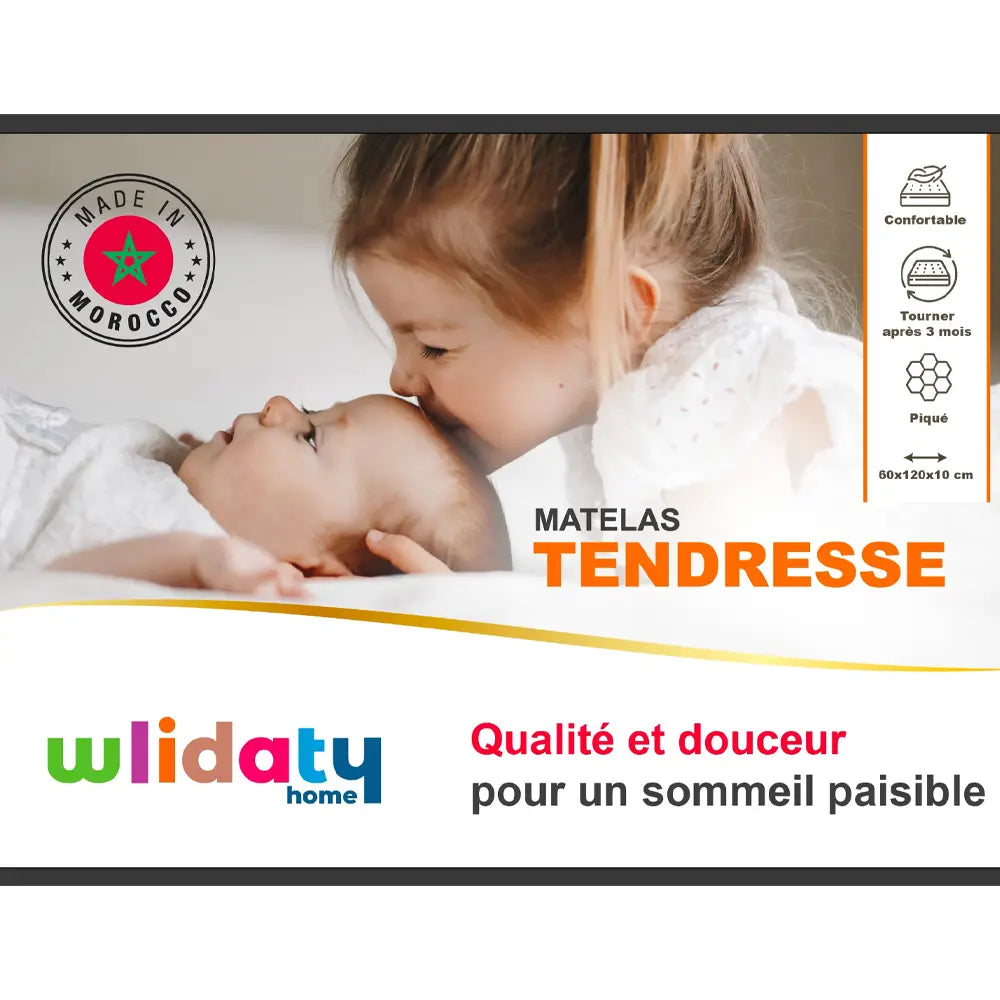 Wlidaty Home Matelas pour Bébé Tendresse 60x120 cm