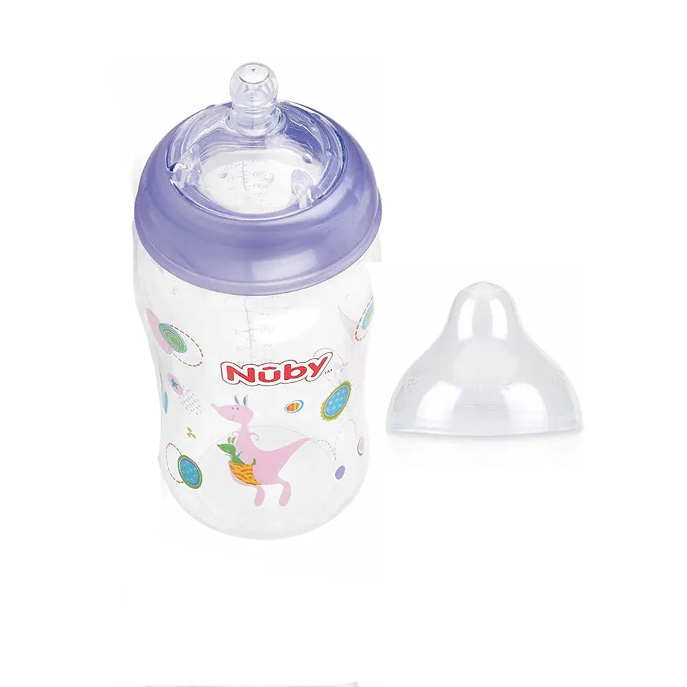 Biberon Nûby Col Large Avec Tétine Anti-Coliques 360ml 3m+ - Mauve
