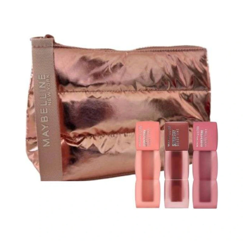 مجموعة Maybelline من 3 SuperStay Teddy Tint درجات 10 و15 و55 + حقيبة مجانية