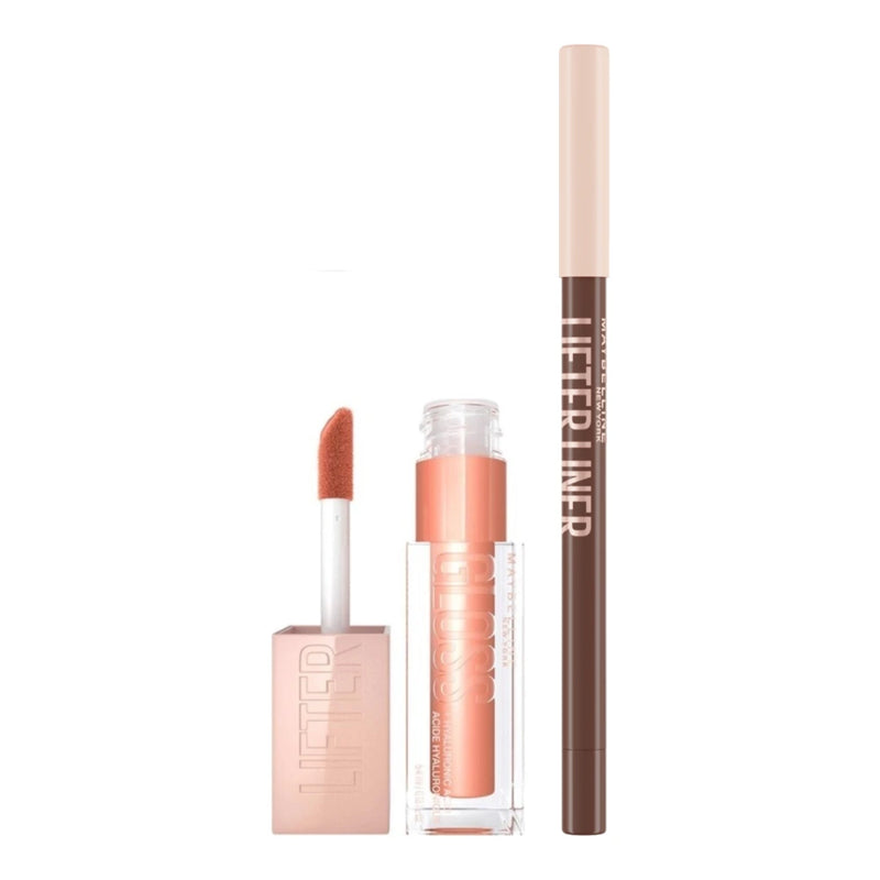 ميبيلين مجموعة Lifter Gloss 007 Amber 5.4 مل + Lifter Liner 001 Cross The Line