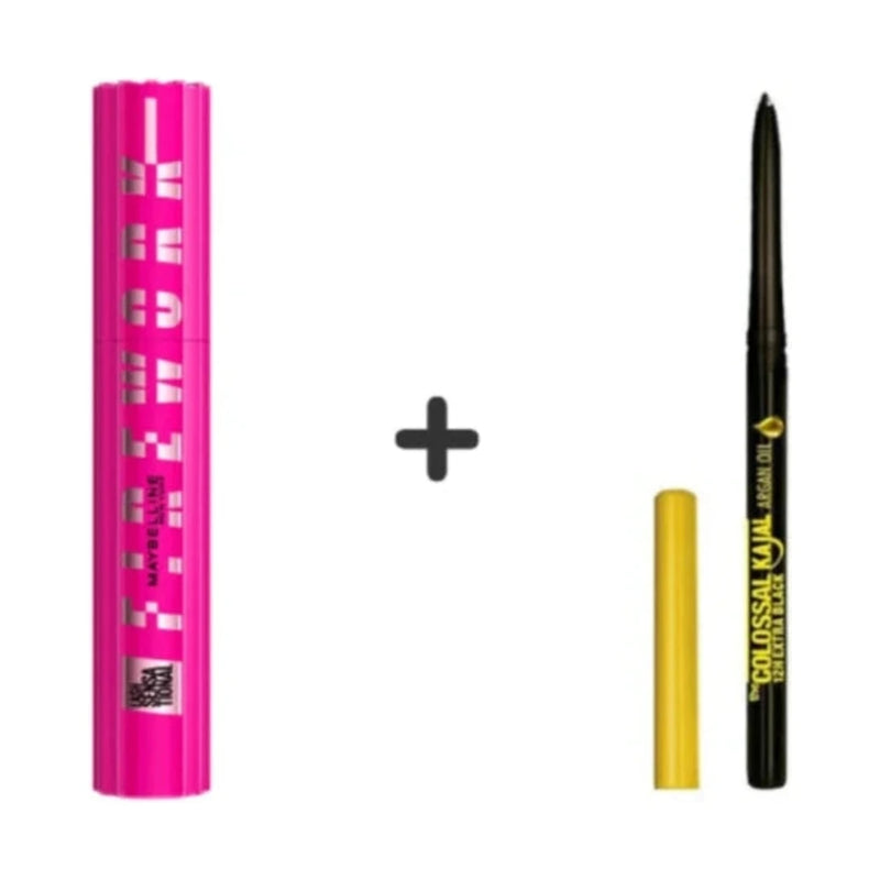 مجموعة Maybelline ماسكارا Lash Sensational Firework سوداء 10 مل + قلم كحل Kajal بزيت الأركان