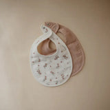 Mushie Lot de 2 Bavoir en Mousseline - Blush / Rose Floral