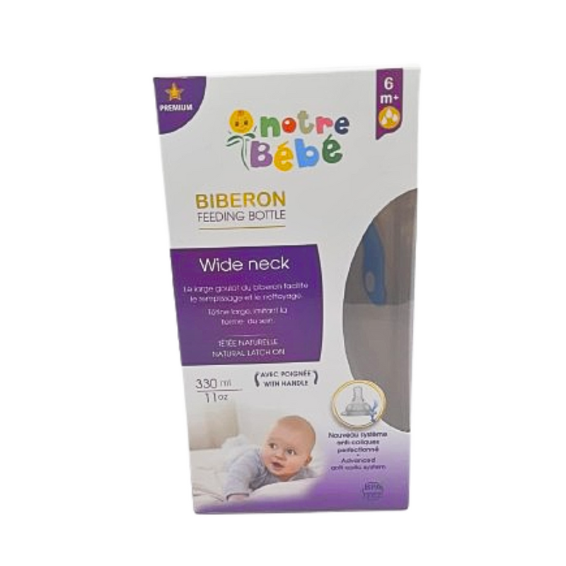 Notre Bebe Biberón de Cuello Ancho con Asa +6m 330ml