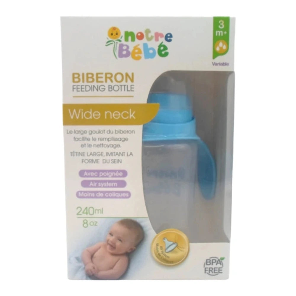 Biberon opaque Notre Bébé 240 ml avec poignées, dès 3 mois