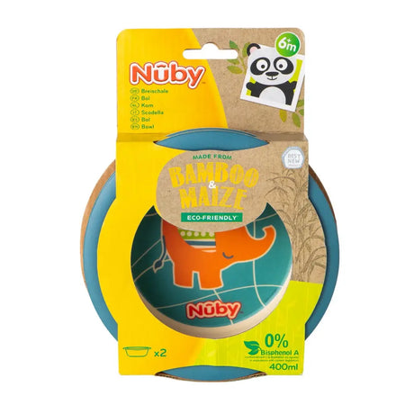 Nuby Bol imprimé en bambou 2 pièces - Bleu