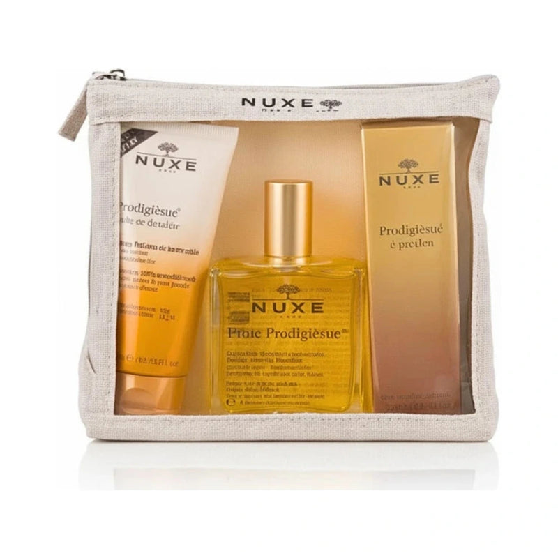 Nuxe حقيبة Prodigieux – زيت استحمام وزيت جاف وعطر