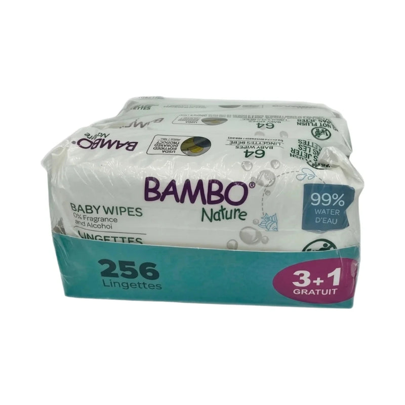 Bambo Nature Lingettes 64 Pièces – Pack 3+1