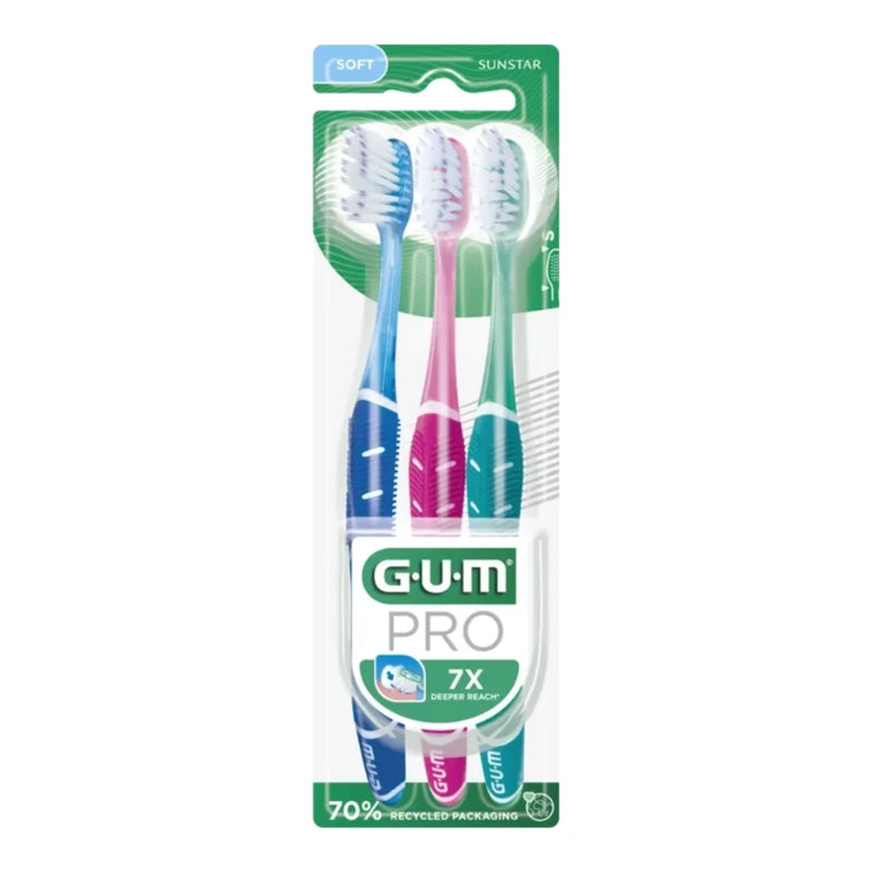 GUM فرشاة أسنان Technique Pro ناعمة 525 – عبوة ثلاثية