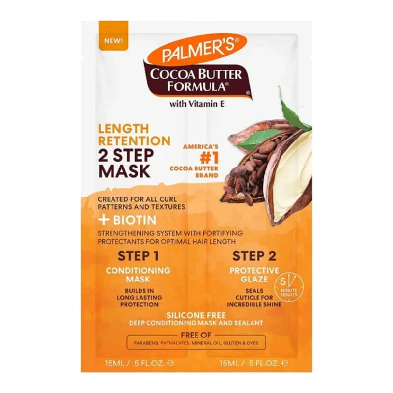 Mascarilla capilar Palmer's 2 pasos de cacao y biotina (60 g)