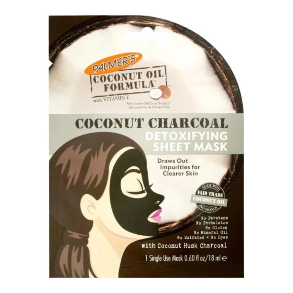 Masque hydratant Palmer's Coconut Oil et Charbon, lot de 6 x 20 ml