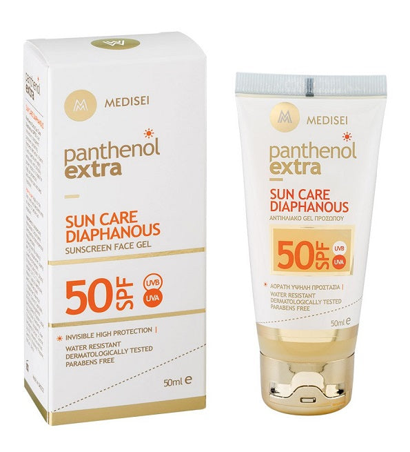 Medisei Panthenol Extra Diaphane gel solaire visage SPF 50 - emballage