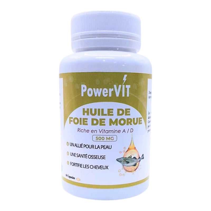 PowerVit Huile de Foie de Morue 500 mg 60 Gélules