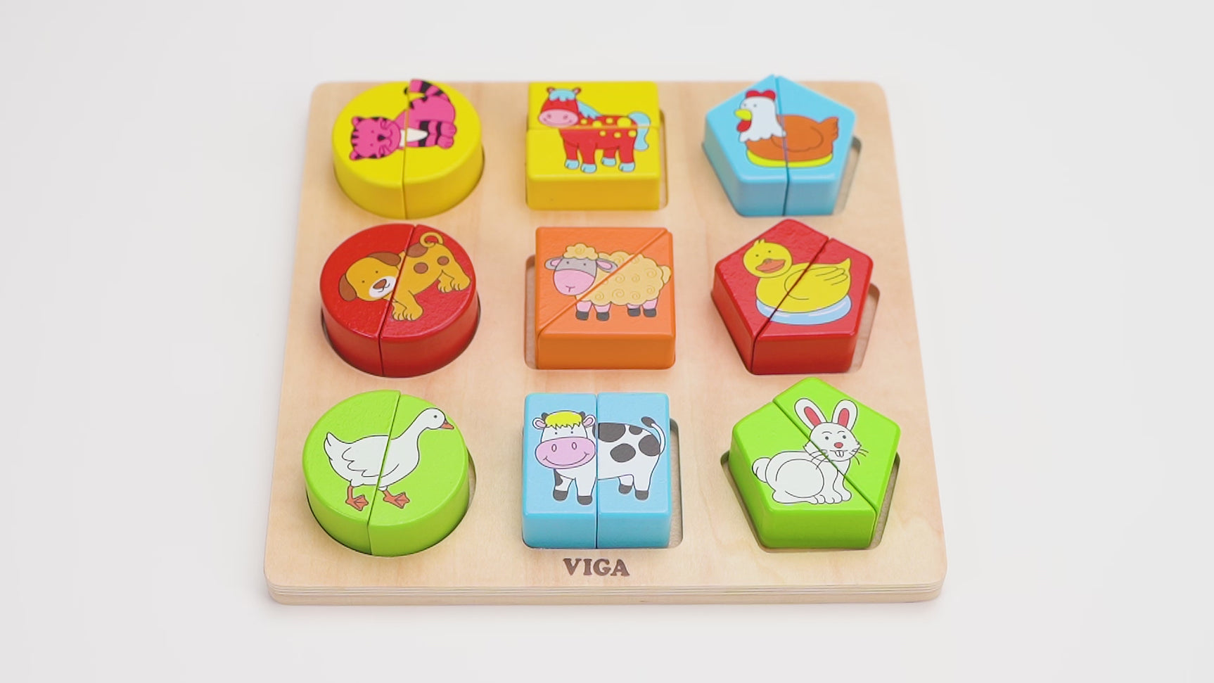 Viga Toys Puzzle de Formes Animaux de la Ferme 18M+