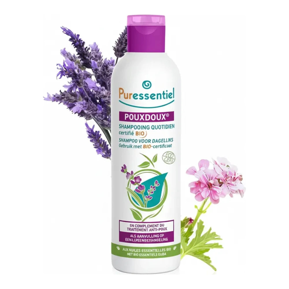 Puressentiel Pouxdoux shampooing quotidien bio 200 ml avec lavande et géranium
