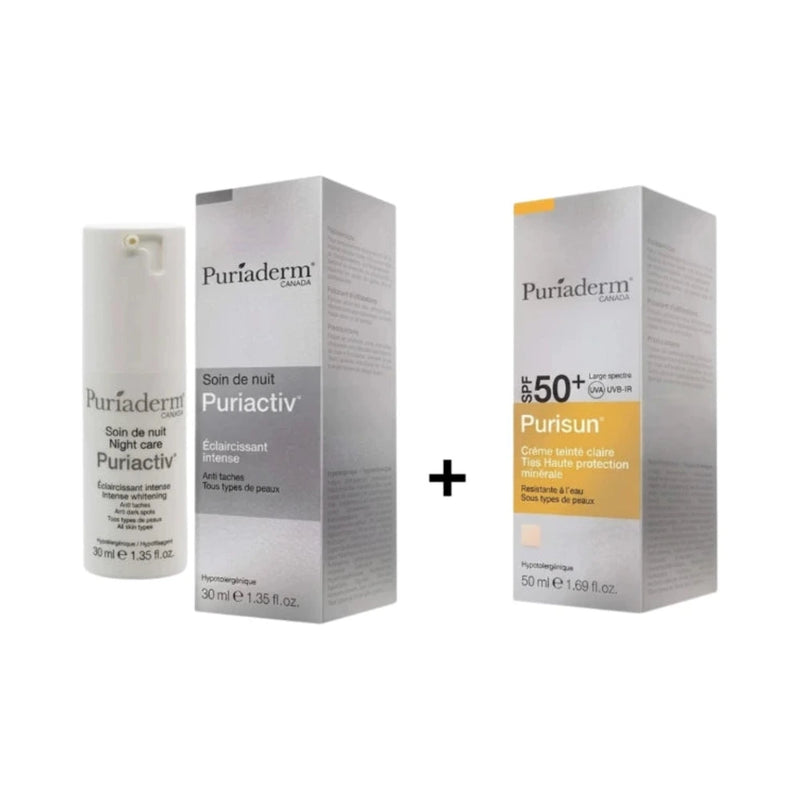 Puriaderm Puriactiv Soin Nuit + Ecran Teinte Claire Spf50+ Pack
