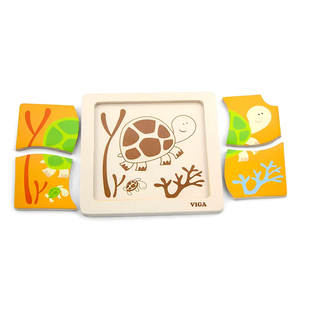 Viga Toys Set de 12 Puzzle Plat avec Support 18M+