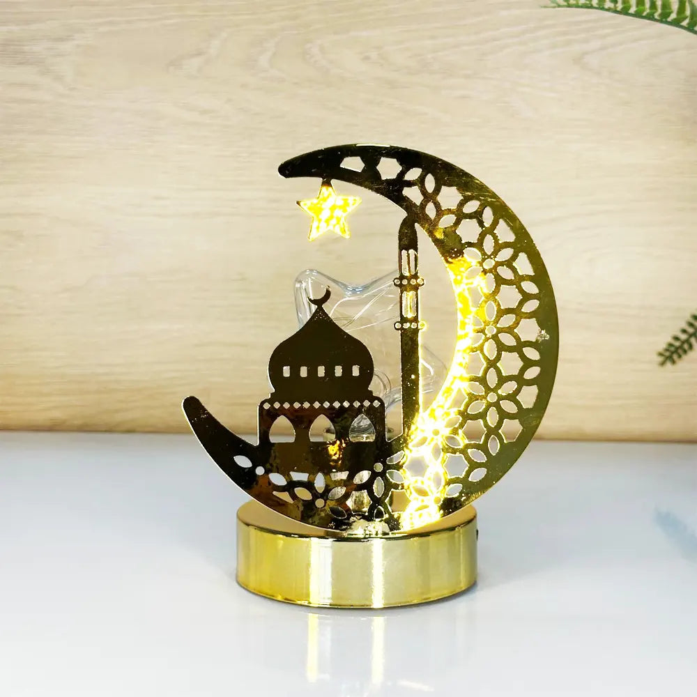 Décoration en métal pour Ramadan Lune & Étoile - Dorée