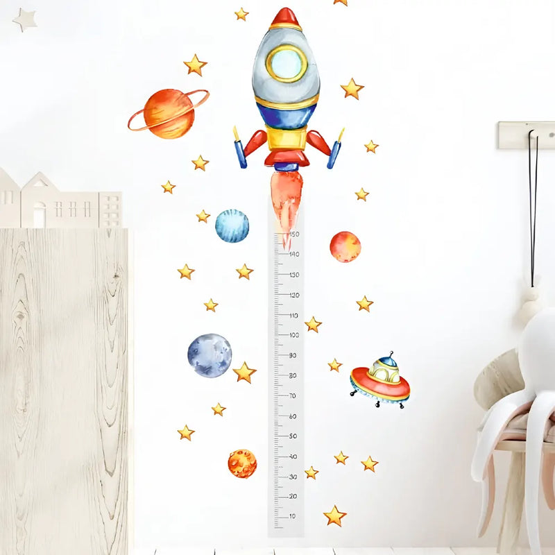 Regla de pared segura para bebés Medir altura Cohete