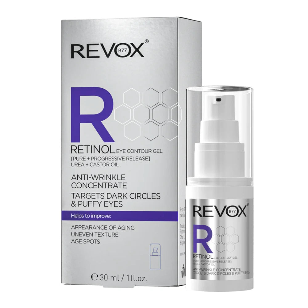 Revox Retinol gel contour des yeux concentré anti-rides – emballage du produit