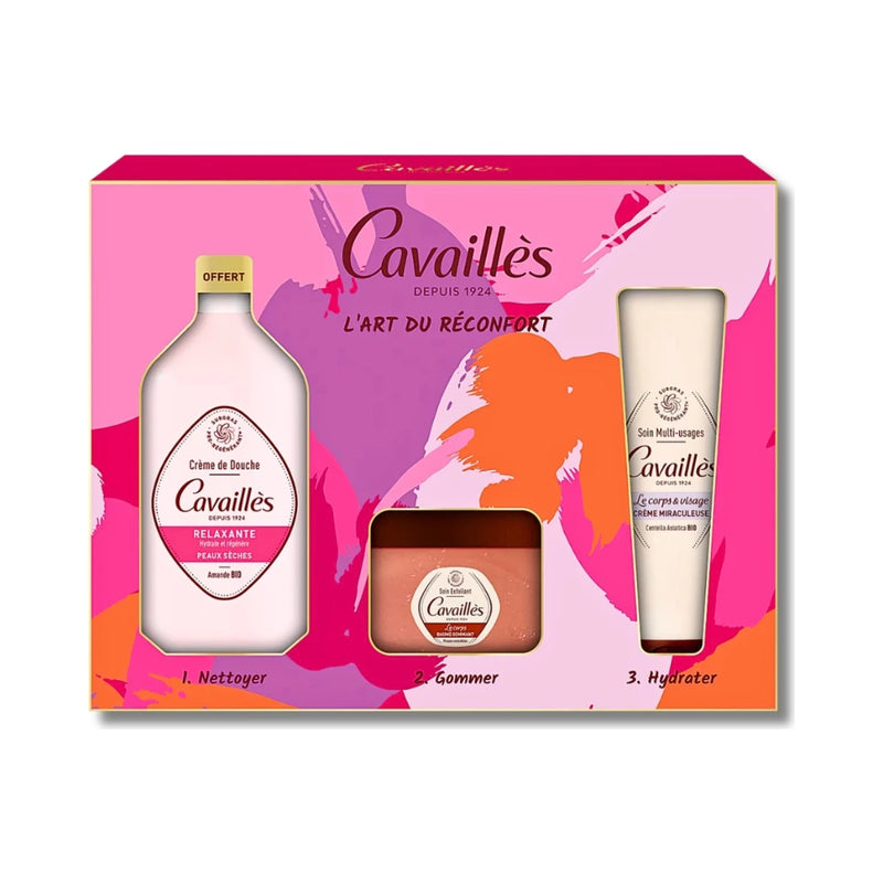 Roge cavailles Creme Douche Relaxant+Baume Gommant+Creme Miraculeuse Coffret