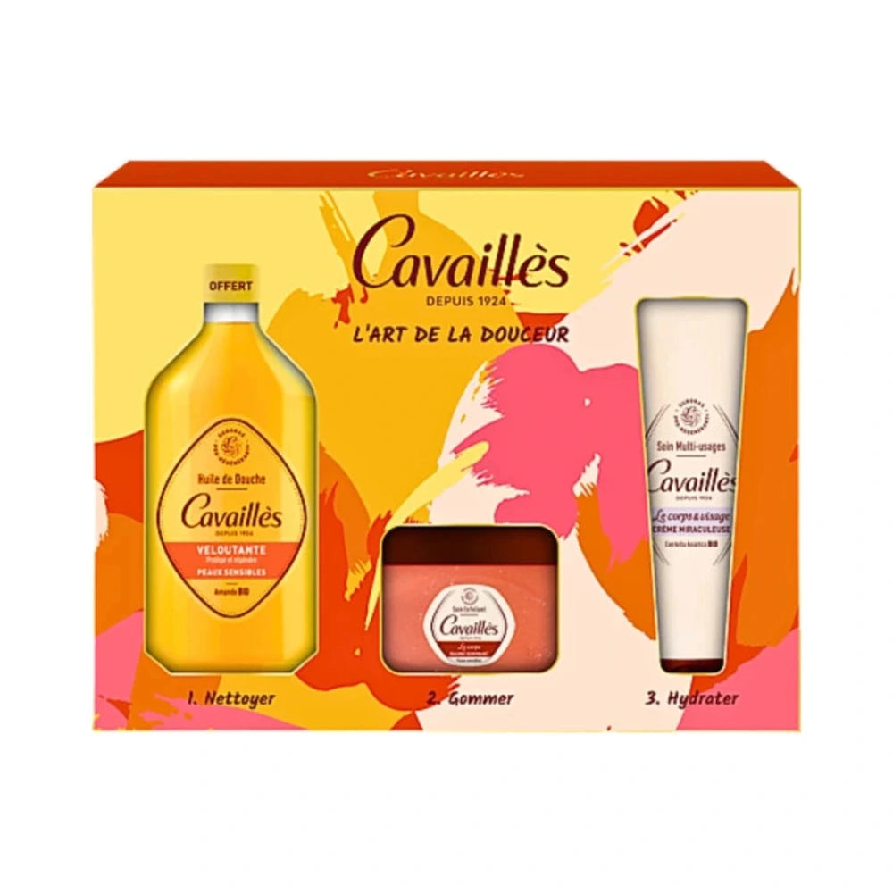 Coffret Rogé Cavaillès huile de douche veloutante, baume gommant et crème miraculeuse