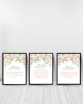 Ensemble de 3 Tableaux décoratifs Fleurs- Surah Falaq| Ayat Kursi | Surah Nass - Noir